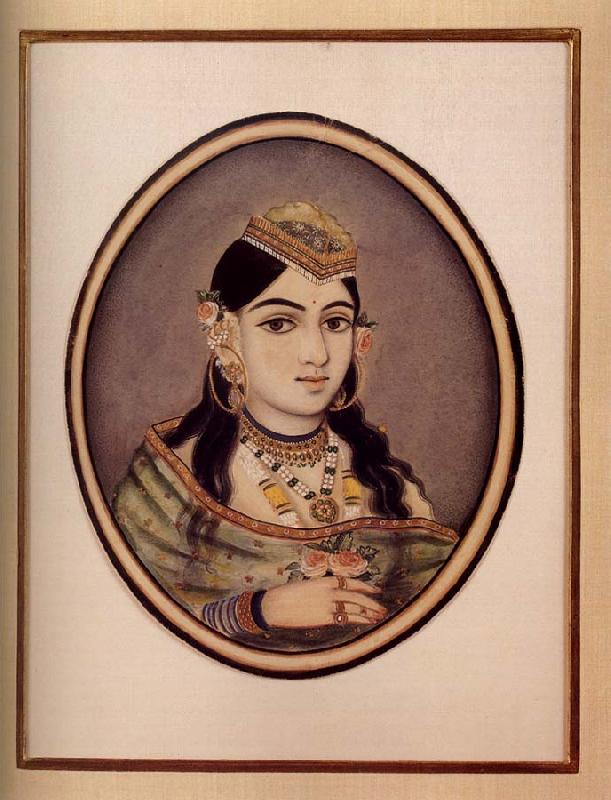 unknow artist A Courtesan of Maharaja Sawai Ram Singh of Jaipur Dressed for the Spring Festival